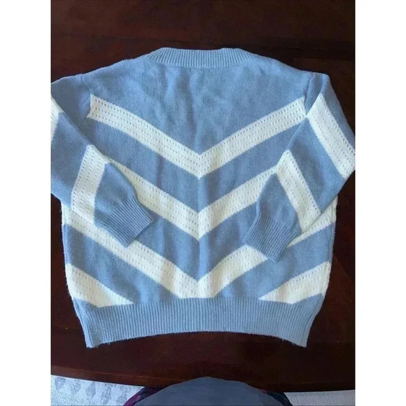 FRNCH From Paris Oversized Knitted Blue White Cardigan Size Small Medium - Picture 6 of 8